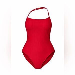 Anne Klein Red Halter Size 10 | Vintage Twist Back l Classic Designer Swim